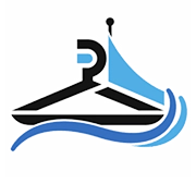 A black clothes hanger with a blue water wave and a blue cloth hanging from the hook, symbolizing laundry or dry cleaning services.